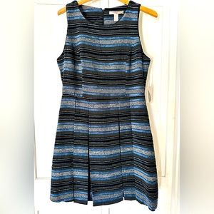 F21 blue & black velvet striped dress